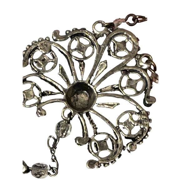 Victorian Crystal & Rhinestone Double Pendant Necklace - Picture 11 of 14